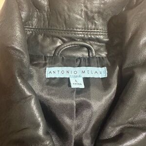 Antonio Melani Elegant Black Leather Outerwear